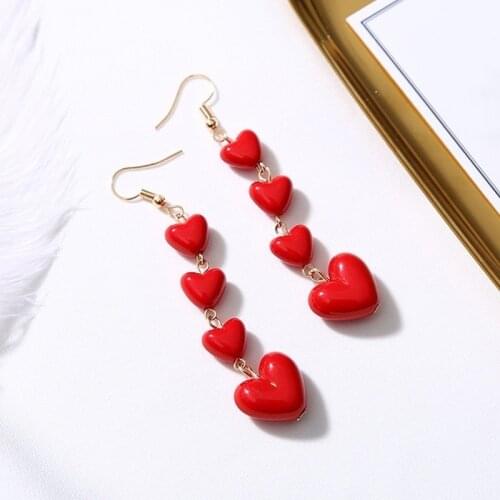 Simple Long Heart Resin Tassel Earrings for Women Party Wedding Jewelry 2021
