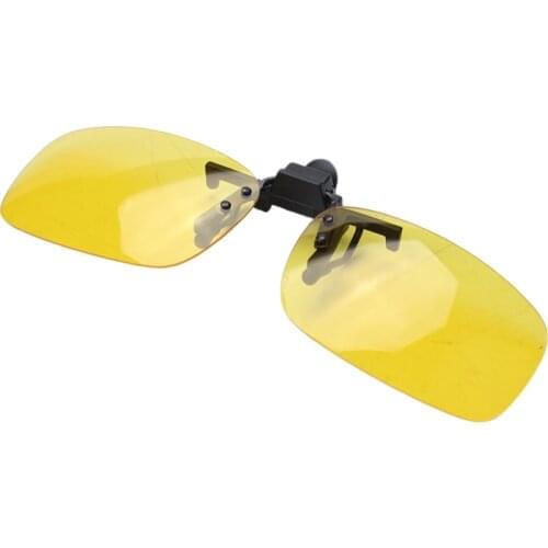 Rectangle Clear Yellow Lens Rimless Clip On Night Vision Driving Glasses