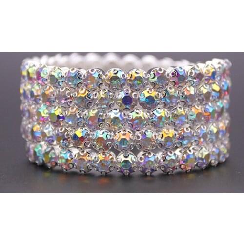 Luxury Female Rainbow Zircon Bracelet Rose Gold Silver Color Wedding Bracelets For Women Classic Crystal Chain Bracelet Jewelry