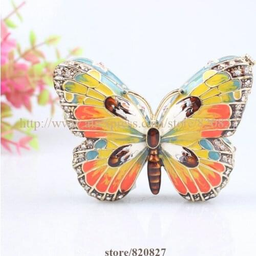Butterfly trinket box enamel butterfly jewelry box personalized gift jewelry box butterfly crystals jewel jewelry ring storage