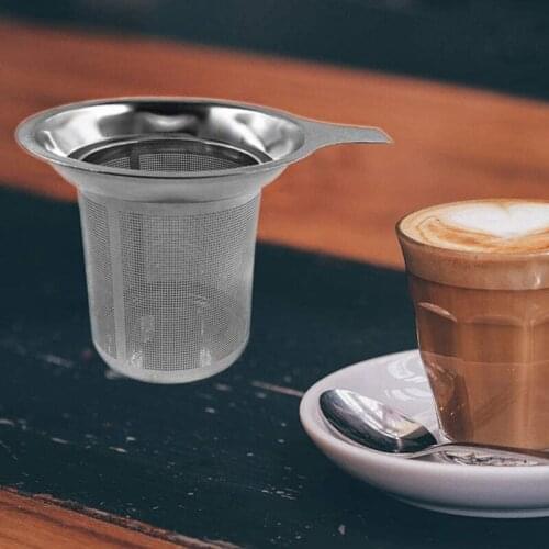 Stainless Steel Tea Strainer, Teapot, Tea Sieve, Coffee Cup, Leaking Sieve, Flat Bottom, High Density Filter with Handle