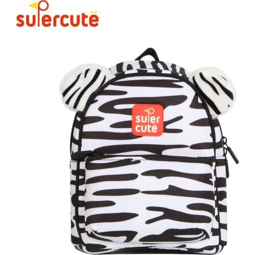 SUPERCUTE childrens backpack in kindergarten cartoon animal Zebra 3D style 1-6 Years Ultralight Breathable child backpack