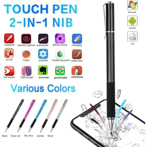 Universal Stylus 2 in 1 Capacitive Touch Screen Drawing Stylus Pen with cap for All Apple iPad Pencil iPhone Huawei phone Tablet