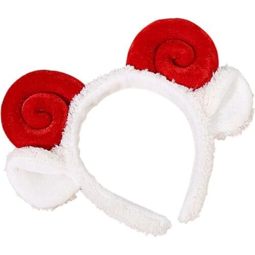 Women Cute Fashion Cartoon Sheep Horn Ear Headband Wash Face Hair Hoop Headwear