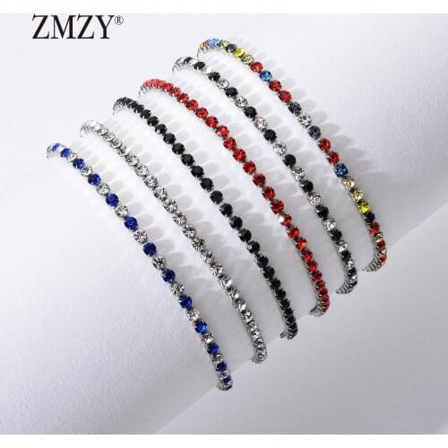 ZMZY 304L Stainless Steel Bracelet Rhinestone Sparkly Cubic Zirconia Tennis Link Bracelets Gifts For Women Wedding Jewelry