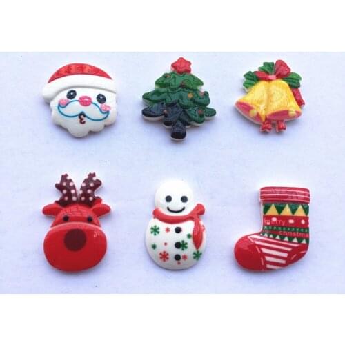 100pcs Mixed Chunky 3D Resin Christmas Flatback Cabochons Xmas Tree Santa Reindeer Stocking Crafts For Cardmaking
