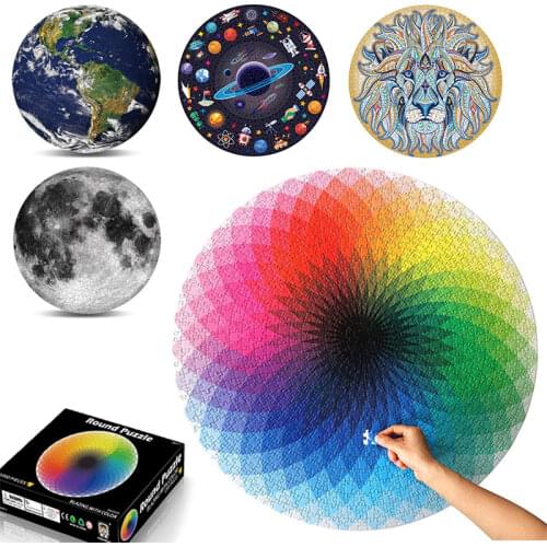 1000 Piece Puzzles for Adults Teen - Gradient Color Rainbow Large Round Jigsaw Puzzle Difficult and Challenge