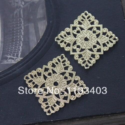 20PCS RAW brass Filigree Jewelry 31mm Connectors Setting Cab Base Finding (FILIG-RB-50)