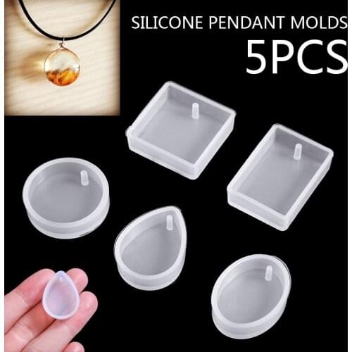 5Pcs/Set Silicone Pendant Mold DIY Resin Silicone Epoxy Resin Molds Tool For Making Jewelry Resin Casting Mould Craft
