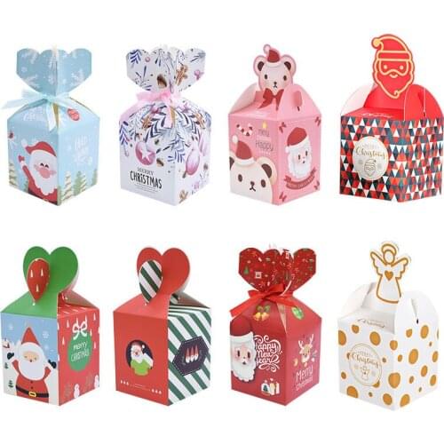 5pcs Christmas Decoration Candy Gift Box Cartoon Santa Claus Food Packing Apple Boxs Christmas Home Party Supplies Navidad