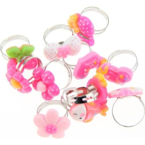 50 Pcs Lots Bulk Mixed Metal Children Kids Boys Girls Cartoon Animal Flowers Fruit Finger Rings B99