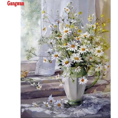 Diy Diamond Painting Cross Stitch window Little Daisy natural scenery Square Diamond Mosaic 5D Diamond Embroidery Kits decor