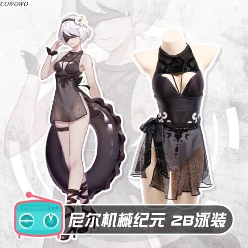 Anime! Game NieR Automata 2B Swimsuit Lovely Sexy Jumpsuits Uniform Cosplay Costume Summer Pool Party Suit For Women 2021 NEW