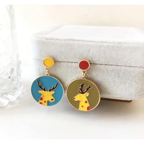 Asymmetric Multi Beautiful Fawn Fake Earrings Cartoon Cute Piercing Earrings