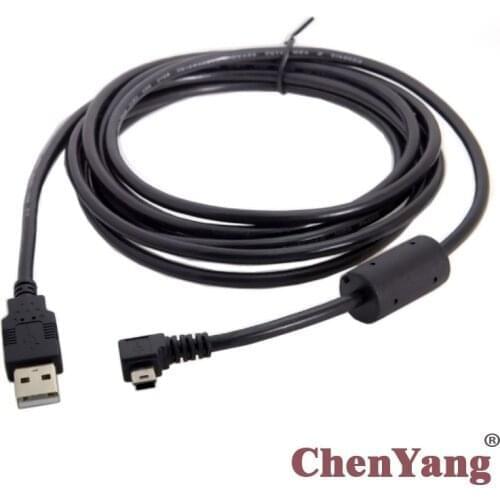 Chenyang USB 2.0 Male to 90 Degree Mini USB B Type 5pin Male Left Angled Data Cable with Ferrite 3.0m