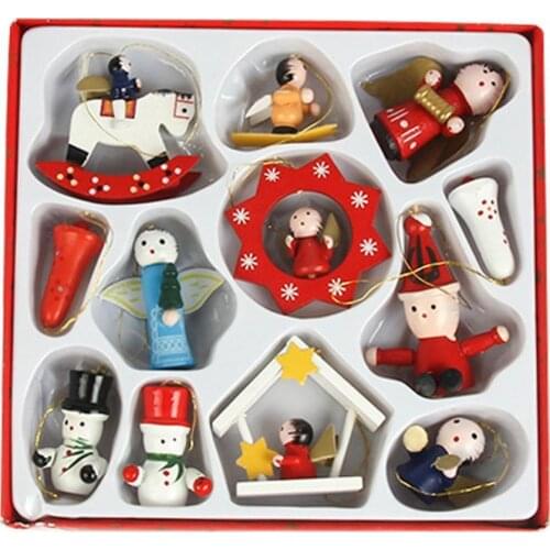 Wood 1 Set Great Miniature Lovely Decorations with Storage Box Mixed Color Hanging Ornaments Attractive for Home
