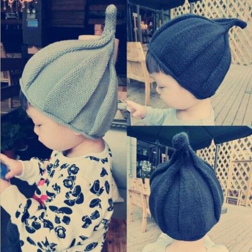 Childrens Winter Knitted Warm Wool Hat. Curled Onion Outdoor Ear Protection Antifreeze Hat. Windmill Cap for Boys and Girls