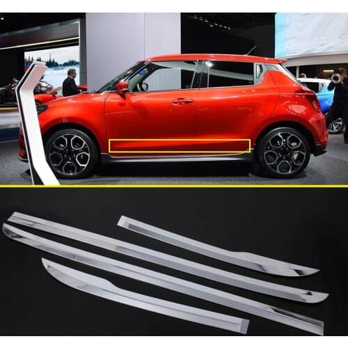For Suzuki Swift Hatchback 2018 2019 ABS Chrome Side Door Car Body Molding Cover Decoration Trim 4pcs Car Styling