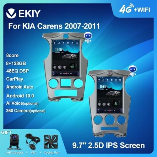 EKIY DSP 4G LTE Android 10 Car Radio For KIA Carens 2007-2011 Multimedia Tesla Vertical Screen Navigation BT GPS 2 DIN no DVD PC