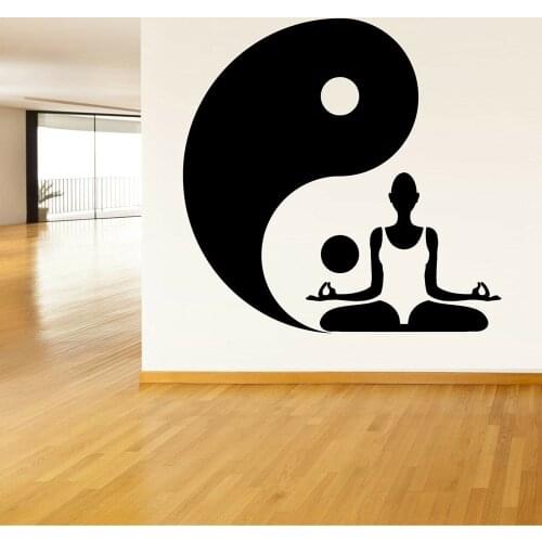 Yin Yang Yoga Wall Sticker Meditation Room Art Decor Vinyl Wall Decal Home Decoration Living Room Retro Woman Bedroom Mural Z166
