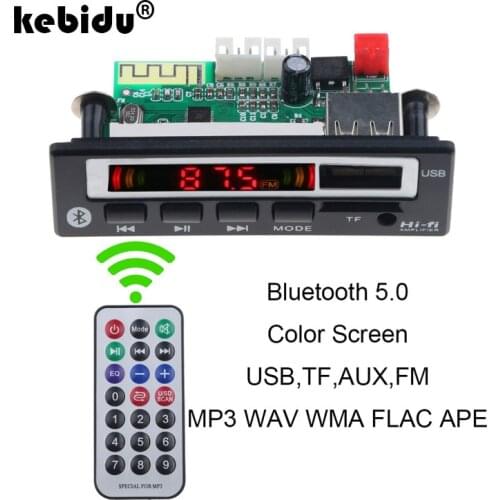 Kebidu Bluetooth 5.0 MP3 Decoder Board 5V 12V Audio Module for Car Remote Music Speaker Car Vehicles MP3 USB FM TF Radio Board