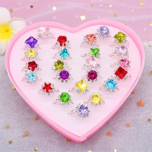 Children Girls Makeup Ring Make up Bling Bling Jewellery Beauty Fashion Toys Adjustable Rhinestone For Kids Gift 10 13 years