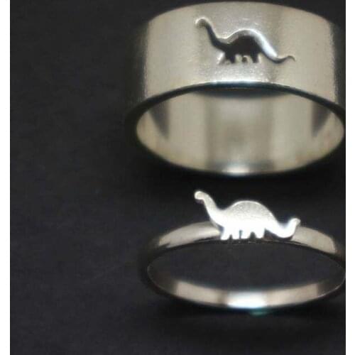 Cute Little Dinosaur Couples Thin Ring Wide Rings Fashion Simple Engagement Jewelry Statement Women Sweetheart ring Gift