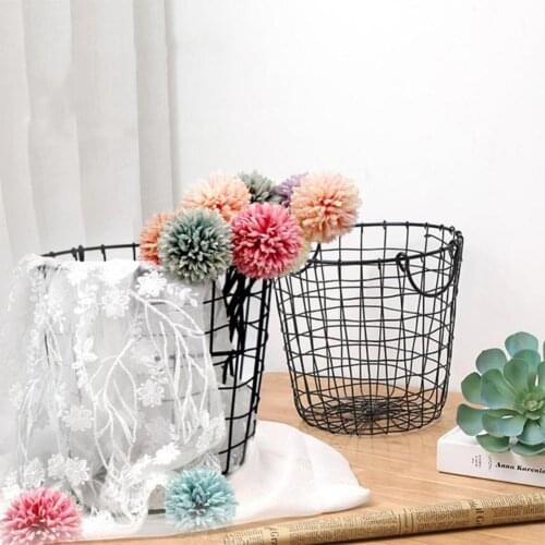Storage Basket Wrought Iron Multifunction Storage Container Laundry Basket Organizer 25X22X20.5cm desktop Sundries Storage box