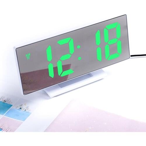 Multifunctional Digital Alarm Clock Table Desktop LED Mirror Snooze Display Time Night LCD Light