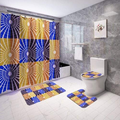 3D Geometric Printing Bathroom Shower Room Bath Mats Set AntiSlip Toilet Carpet Rug Set Toilet Foot Pad Shower Room Floor Mat