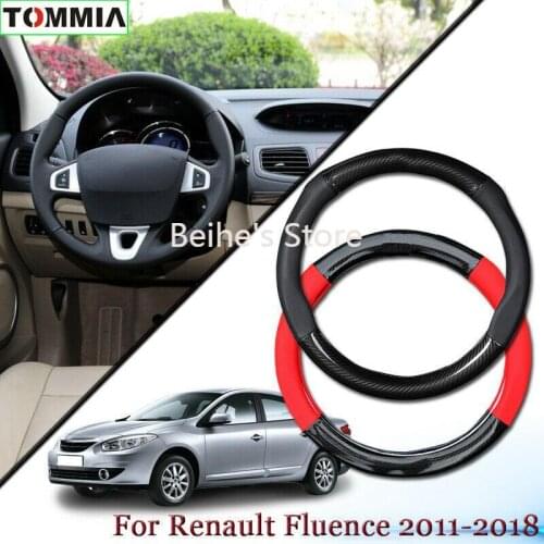 Anti-Slip Carbon Fiber Leather Car Steering Wheel Cover For Renault Fluence 2011