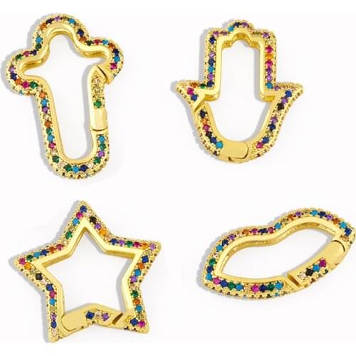 OCESRIO Rainbow DIY Pendant Zirconium Hand And Cross Decoration For Mesh Chains Gothic Jewelry Making Supplies cspa007