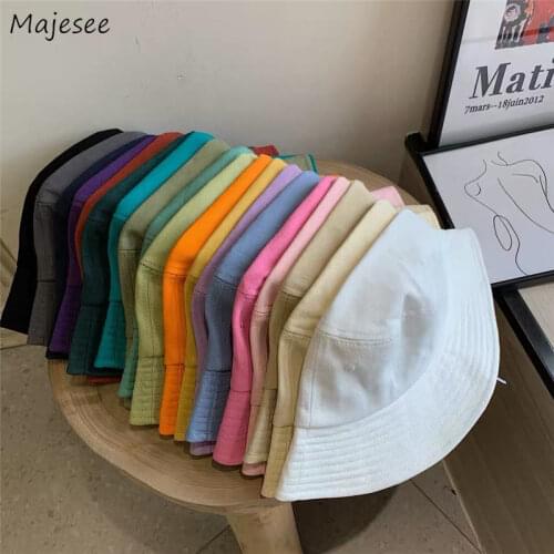 Bucket Hats Women Solid Cotton Soft Folded Space Save Korean Version Sweet Cute Teens Fashion Fishmen Hat Classic Casual Shade