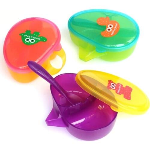 Portable Food Storage Containers Baby Dishes Infant Kids Learning Feeding Bowl with Spoon for Children Feeding Tableware