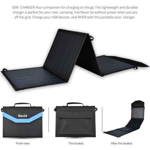 Factory direct light weight multi-port portable foldable 50W solar panel
