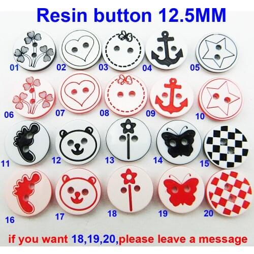 100PCS 12.5MM FLOWER anchor button feet star heart pattern Dyed RESIN buttons coat boots sewing clothes accessories R-053