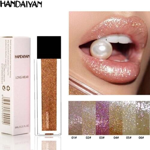 HANDAIYAN Makeup Long Lasting Matte Glitter Lipstick Liquid Lipstick Red Lips Waterproof Metallic Lip Gloss Cosmetic Make UP