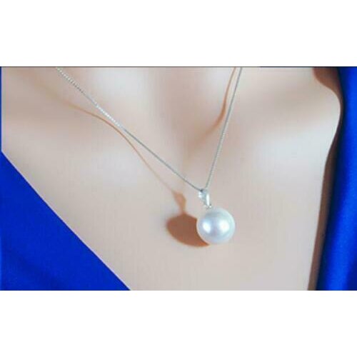 Gorgeous AAA 10.2mm natural akoya White round pearl Pendant necklace 925silver