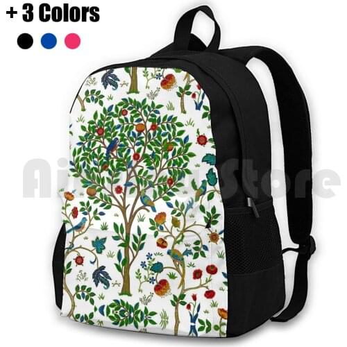 William Morris Tree Of Life , Green Outdoor Hiking Backpack Waterproof Camping Travel William Morris Art Nouveau Tree Of Life