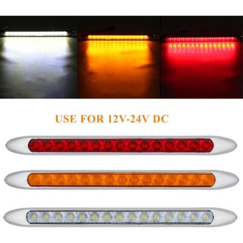 X1Pcs 15 LEDs Chrome Taillight Ultra Slim Stop Light Turn Signal Light for 12V 24V Trailer Truck Caravan