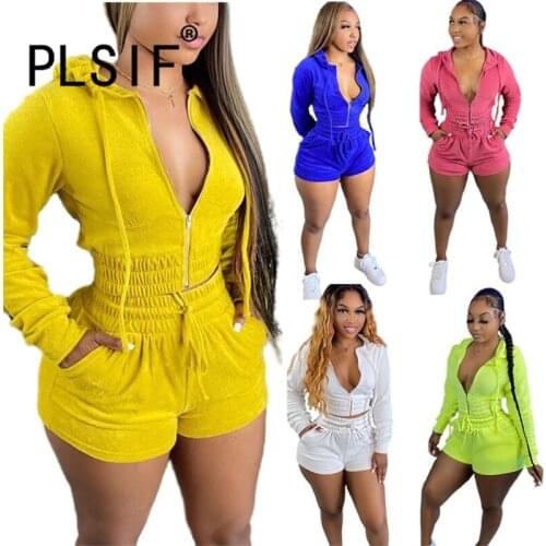 Women Full Sleeve Tracksuit Solid Summer Casual Sexy Tops And Shorts Sweatsuit Outfits