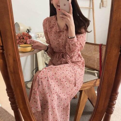 New S-XL Spring femme dress Casual Boho Casual chiffon print long Sleeve Summer Women Dresses Female Dress Robe Femme Vestido