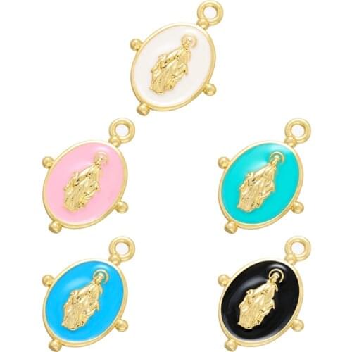 ZHUKOU golden Christian Virgin Mary Pendant Necklace Pendant for Women DIY Handmade Necklace Jewelry Accessories Wholesale VD883