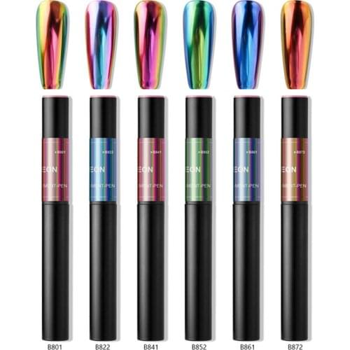 1Box Nail Powder Cushion Pen Auroras Laser Mirror Nail Art Glitter Muticolor Holographics Chrome Powder Nail Art Accessory 0.5g