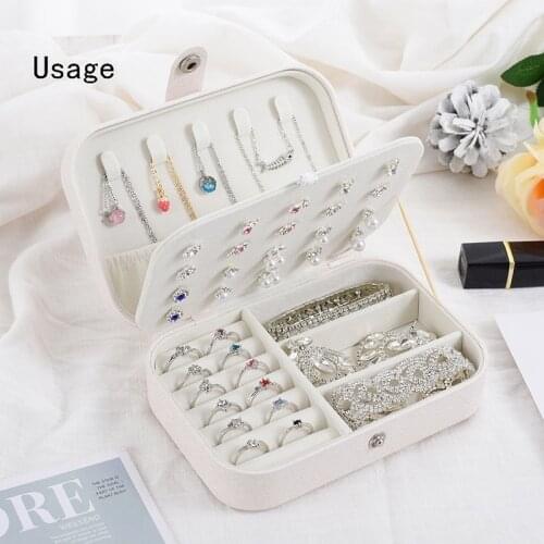 1PCS Portable Jewelry Box Organizer Display Travel Multifunctional Necklace Ring Storage Case Holder PU Leather Woman Gifts