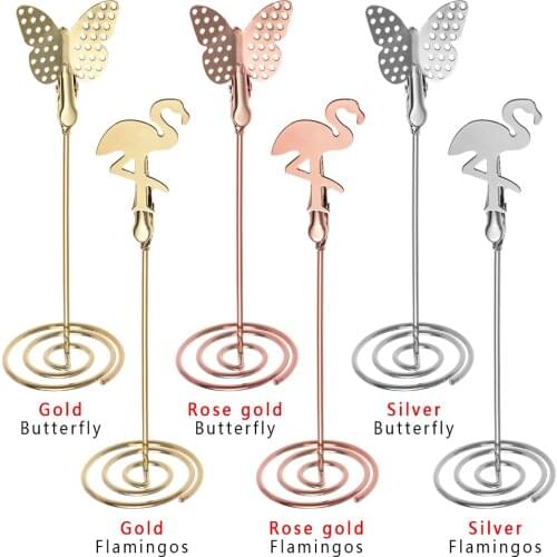 1PC Romantic Picture Frame Place Card Holder Butterfly Flamingo Photo Clips Table Number Stand Wedding Decoration Supplies