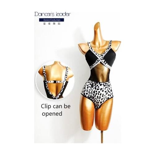 2020 new latin dance suit women new top sexy leopard print halter one-piece dance practice suit