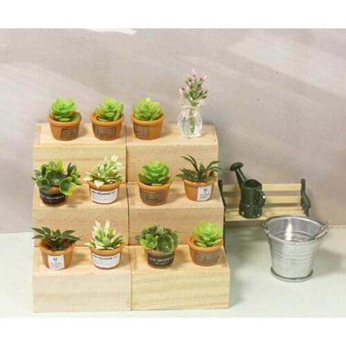 4Pcs Mini Round Plastic Plants Dollhouse Miniature Green Mini Potted For Green Plant In Pot