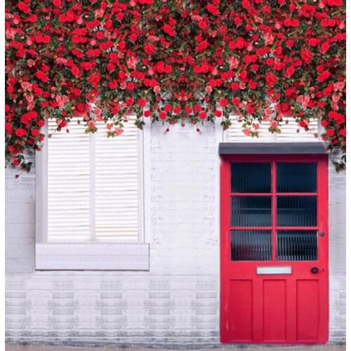 5x7ft House Red Flowers Photography Backdrops Photo Props Studio Background