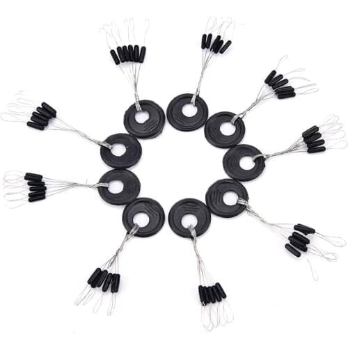 60Pcs 10Set Fishing Bobber Float Oliver Rubber Stopper Space Bean Connector Fishing Competition Fishing Line Tackle Accessories